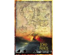 Lord of The Rings 2 Burning Hill Map Filmposter Kino XXL-Poster Herr der Ringe Fantasy 70x100 cm