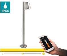 EGLO connect Außen-Stehlampe Caldiero-C, Smart Home Außenleuchte, Wegeleuchte aus Edelstahl und Kunststoff, Farbe: Silber, weiß, warmweiß, dimmbar, IP44