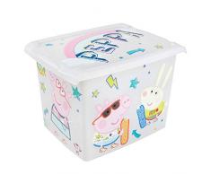keeeper Peppa Aufbewahrungsbox mit Deckel, 39 x 29 x 27 cm, 20,5 l, Filip, Weich grau transparent