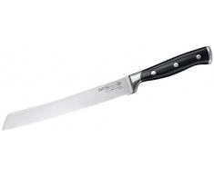 FMprofessional Brotmesser BBQ, Messer mit Klinge aus Edelstahl und Wellenschliff, hochwertiges Küchenmesser mit hoher Schnitthaltigkeit und Schärfe (Farbe: Schwarz/Silber) Menge: 1 Stück