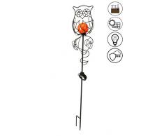 ABC Home Garden Eule Solarleuchte Solarstecker LED Solarbetrieben Ein-& Ausschalter Lichtsensor, Metall, Schwarz, 10 x 17 x 91 cm