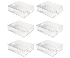 iDesign 70630M6EU Aufbewahrungsboxen für Kühlschrank Gefrierschrank Küche, 6 Stück, 30,48 x 10,16 x 36,83 cm, durchsichtig, plastik