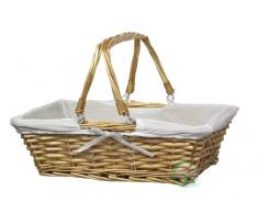 Vintiquewise rechteckig Weidenkorb mit Stoff Futter, Vollweide, Natur/weiß