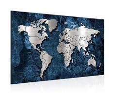 Bild Weltkarte World Map Wandbild Vlies - Leinwand Bilder XXL Format Wandbilder Wohnzimmer Wohnung Deko Kunstdrucke Blau 1 Teilig - MADE IN GERMANY - Fertig zum Aufhängen 107314b