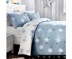 Fusion Tazio Bettbezug und 2 Kissenbezüge, 100% gebürstete Baumwolle, blau, Doppelbett