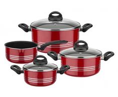 GSW 158602 Kochtopf-Set Milano Color 4-teilig rot, Aluminium, Kunststoff, Glas