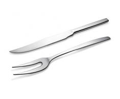 Eñe Eñe Gourmet Dessertlöffel Tranchiergabel und -Messer Silber