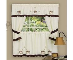 Achim Home Furnishings 58-inch von 24 Cuppa Joe, ausgeschmückt Cottage Topper mit 58-inch von 91,4 cm swaggers für Windows