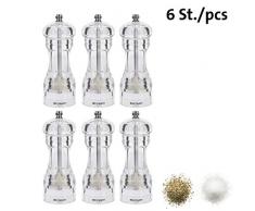 Westmark Salz- und Pfeffermühle mit Keramikmahlwerk, 6 Stück, 5,1 x 13,9 x 5,1 cm, Kunststoff, Acryl, Transparent, 635322E2