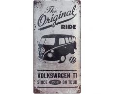 Nostalgic-Art Volkswagen Retro Blechschild - VW Bulli T1 - Original Ride, Blechschild als Vintage VW Bus Geschenk-Idee, zur Dekoration, 25 x 50 cm