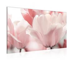 Bild Blumen Tulpen Wandbild Vlies - Leinwand Bilder XXL Format Wandbilder Wohnzimmer Wohnung Deko Kunstdrucke Rosa 1 Teilig - MADE IN GERMANY - Fertig zum Aufhängen 203914a