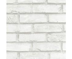 Klebefolie Mauer weiß, Ziegeloptikfolie, Steinoptikfolie, Dekofolie, Möbelfolie, Tapete, selbstklebende Folie, PVC, ohne Phthalate, weiß, 45cm x 1,5m, Stärke 0,095mm, Venilia 54727