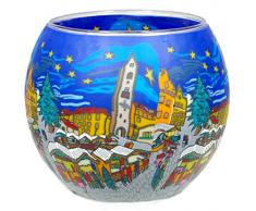Himmlische Düfte Geschenkartikel GmbH Christmas Market Windlicht, Glas, bunt, 11x11x9 cm