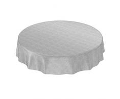 ANRO Wachstuchtischdecke Wachstuch Wachstischdecke Tischdecke Wachstuchdecke Grau Leinenoptik Rund 120cm