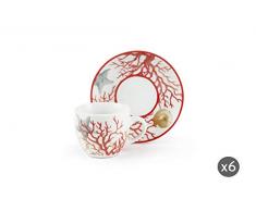 Excelsa Coral Espressotassen mit Untertasse, Porzellan, mehrfarbig, 6 Stück