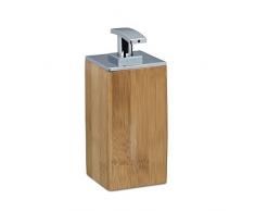 Relaxdays Seifenspender Bambus, nachfüllbar, eckig, HxBxT: 17 x 7 x 7 cm, Lotionspender, 225 ml, Holz, natur