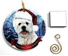 Hund Weihnachten Ornament 7,6 cm Porzellan mit Geschenkbox mit Baum Haken und Magnet Pet Urlaub Dekoration Bundle von Impressum Plus (Ho 001) Westie