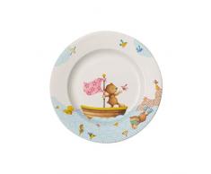 Villeroy & Boch Happy as a Bear Flacher Kinderteller, 22 cm, Premium Porzellan, Weiß/Bunt