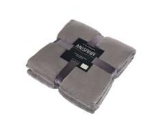 MESANA F-10059/29 hochwertige Mikrofaser Premium Wohndecke, 150 x 200 cm, Fleece, flauschig weich, viele, grau