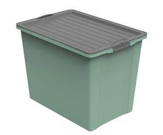 Rotho Eco Compact Aufbewahrungsbox 70l, Kunststoff (recycelt), Grün/Anthrazit, 70 Liter (57 x 39,5 x 43,5 cm)