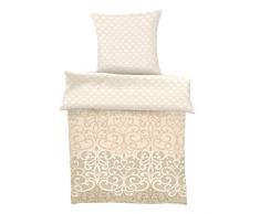 IBENA Bettwäsche-Set, Baumwolle, 155x220cm mit 1 Kopfkissenbezug, natur/creme