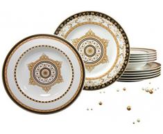 Creatable 15086, Serie Majestosa schwarz, teilig Tafelservice 12 TLG, Porzellan, Mehrfarbig, 31x30x24 cm