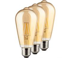 MÜLLER-LICHT 400208 A++, 3er-SET Retro-LED Lampe ST64 ersetzt 54 W, Glas, E27, gold, 6.4 x 6.4 x 14 cm dimmbar