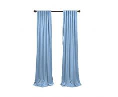 LA Linen Gardine aus Polyester, Popeline, 246 x 137 cm, Hellblau, 2 Stück