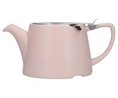 London Pottery Company 43220 Teekanne, oval, mit Sieb für losen Tee, Steinzeug, Steingut, Satin Pink, 3 Cup Loose Leaf Teapot