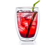 Creano 240 doppelwandiges Thermoglas XXL, 450ml (randvoll), extra großes hitzebeständiges Kaffeeglas / Teeglas aus Borosilikatglas, DG-Hoch