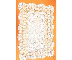 Damanni Tischläufer aus Baumwolle, rechteckig, handgefertigt, Häkelspitze, 40,6 x 61 cm, 2 Stück Garten 16x24 Inch weiß