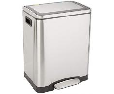 AmazonBasics – Rechteckiger, sanft schließender Mülleimer mit zwei Inneneimern, 2 x 15 l