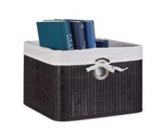 Relaxdays Aufbewahrungskorb, Stoffbezug, Bambus, rechteckig, Bad, Accessoires, Spielzeug, HxBxT: 20x31x31 cm, schwarz
