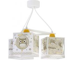 Dalber kinder Hängelampe 3-Leuchten Eule Tiere Good Night, Polypropylen, 60 W, beige