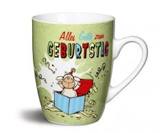 Nici Fancy Mugs Tasse Alles Gute zum Geburtstag, Porzellan, grün, 10.5 x 12 x 8.5 cm