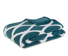 Gözze Wohn- und Kuscheldecke, Doppellagig verarbeitete Wendedecke, 150 x 200 cm, Jacquard, Smaragd, 40142-87-150200