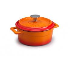 Pentole Agnelli COGHSRP10414O Kochgeschirr Slowcook Auflauf aus Gusseisen, 14 cm, 0,8 l, orange