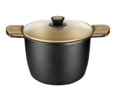 BRA Terra Grande Kochtopf aus Aluminiumguss mit Antihaftbeschichtung Teflon Select, Glasdeckel und Griffe aus Silikon, 24 cm