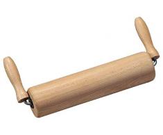 Kesper 693731 Teigroller mit gebogenen Griffen, 6,3 x 22 cm, Holz, beige