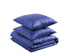AmazonBasics – Bettwäsche-Set, aus leichter Baumwolle, 200 x 200 cm / 80 x 80 cm, Navy