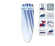 Leifheit Thermo Reflect Glide Universal Bügeltischbezug, für Bügelflächen bis max. 140 x 45 cm, für Dampfbügeleisen, zusätzlicher Gleitzone für superschnelles Bügeln, mit elastischem Gummizug