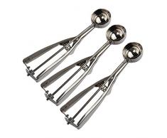 SIPLIV multifunktionale Eisportionierer 3er Set, Cookie-Schaufel-Set, Wassermelonenschaufel, Edelstahl Trigger Eiscremeschöpflöffel zählen 3 Größe (groß/mittel/klein)