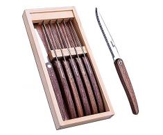 LAGUIOLE - Set mit 6 Steakmessern - mikroverzahnte Klinge aus Edelstahl - -