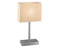 Eglo Tischleuchte Modell Pueblo 1 / in nickelmattem Stahl / Schirm in Textil beige / HV 1 x E14 max. 60W / exklusiv Leuchtmittel / Touch-Funktion / 26 x 10 x 48 cm / Sockelplatte 20 x 10 cm 87598