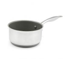 GreenChef Stil-Kasserole mit Keramik-Beschichtung Induktion-s-Kochtopf spülmaschinen-geeignet, Edelstahl, silber, 16 cm