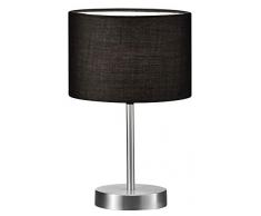 Trio Leuchten Tischleuchte Hotel 501100102, Metall Nickel matt, Stoffschirm schwarz, E14