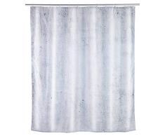 Wenko Duschvorhang Concrete, Textil-Vorhang fürs Badezimmer, mit Ringen zur Befestigung an der Duschstange, waschbar, wasserabweisend, 180 x 200 cm