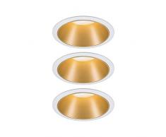 Paulmann 93406 LED Einbauleuchte Cole rund incl. 3x6,5 Watt dimmbar Einbaustrahler Weiß, Gold matt Einbaulampe Kunststoff, Alu Zink Deckenspot 2700 K, 19.5 W, 3er-Set