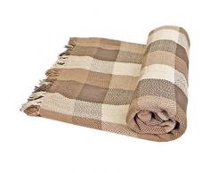 Just Contempo Weiches, 100%Baumwolle, Kariert, Überwurf, Decke/Überwurf, Sofa, Bett, Tropen-Design, 100% Baumwolle, Natural (Cream Ivory beige Brown, Single 178cm x 254cm (70x102)