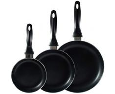 San Ignacio Q2374 Pfannen-Set, 16/20/24 cm, Aluminium, Sang, Schwarz, Marmor-Beschichtung, Induktionsguss, 44 x 11 x 25 cm